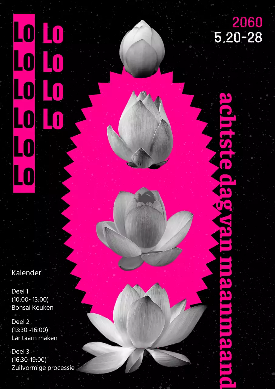 Promoot de bloemententoonstelling van lotuspunten in zwart en roze