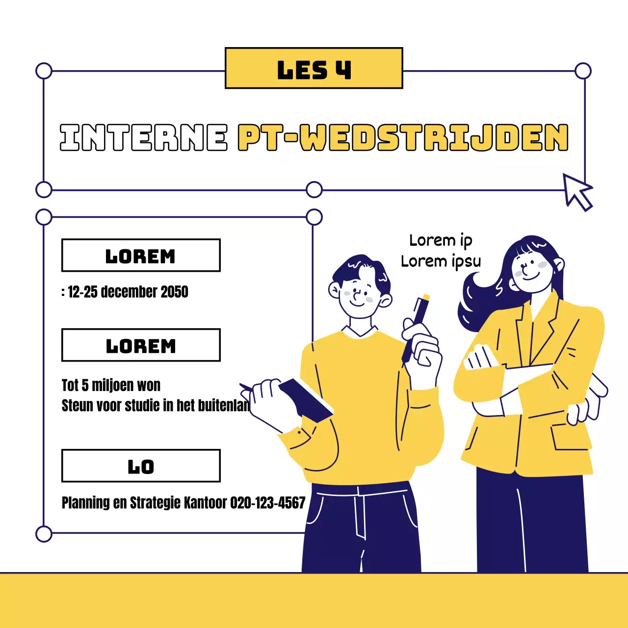 Interne PT-competitie met geel PowerPoint-schalingconcept