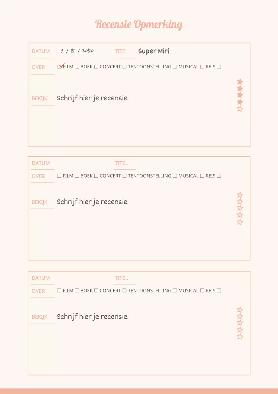 Pastel leer dagboek beoordeling notitie documentatie