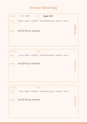 Pastel leer dagboek beoordeling notitie documentatie