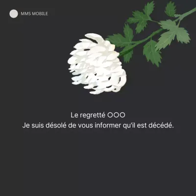 Bannière mobile funéraire en noir et fleurs de chrysanthème