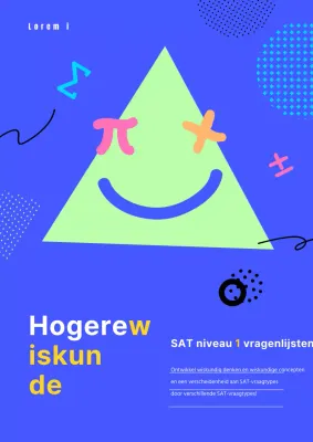 Middelbare school basisschool wiskunde werkboek referentie in paars en lime groen en geel wiskundige symbolen en geometrische vormen