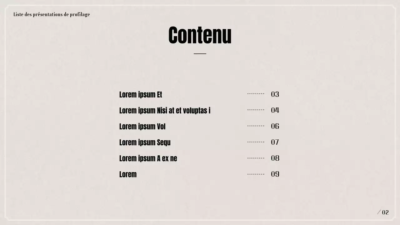 Présentation sur le profilage psychologique criminel en noir et beige