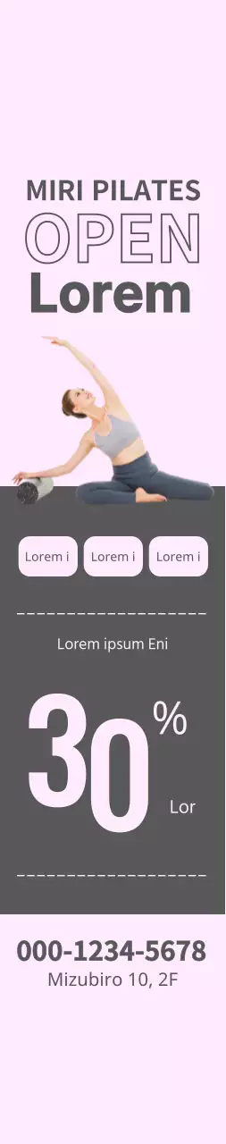 Pilates Open Event Windbanner met grijze vierkantjes op een roze achtergrond