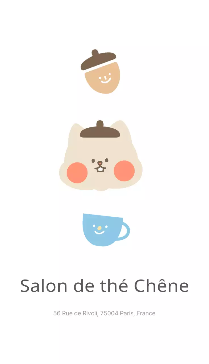 Cartes de visite blanches, mignonnes et illustrées pour un café