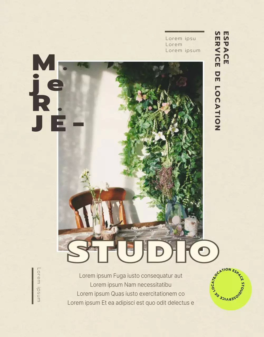 En savoir plus sur les locations de studios dans les tons noir et beige