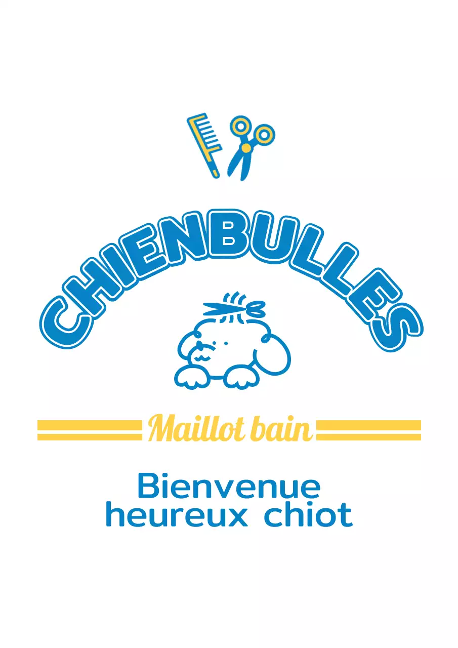 Salon de toilettage pour chiens avec d'adorables chiots bleus et jaunes