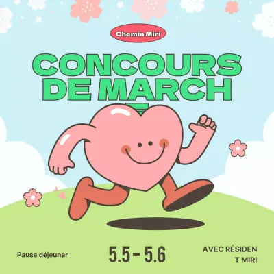 Illustration printanière kitsch sur fond chartreuse et bleu clair.