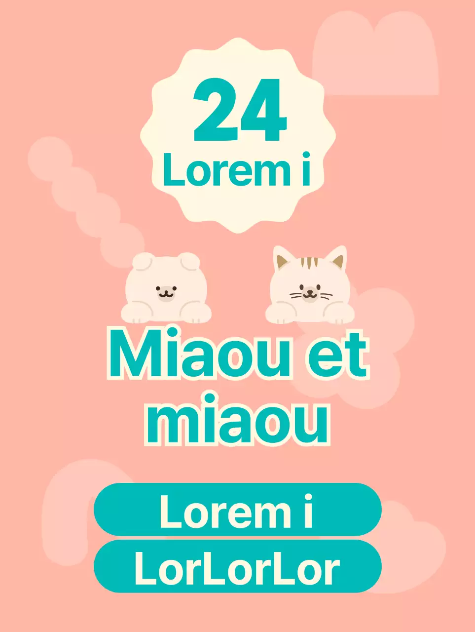 Une animalerie sans personnel avec de jolies illustrations de chiens et de chats roses et turquoises.