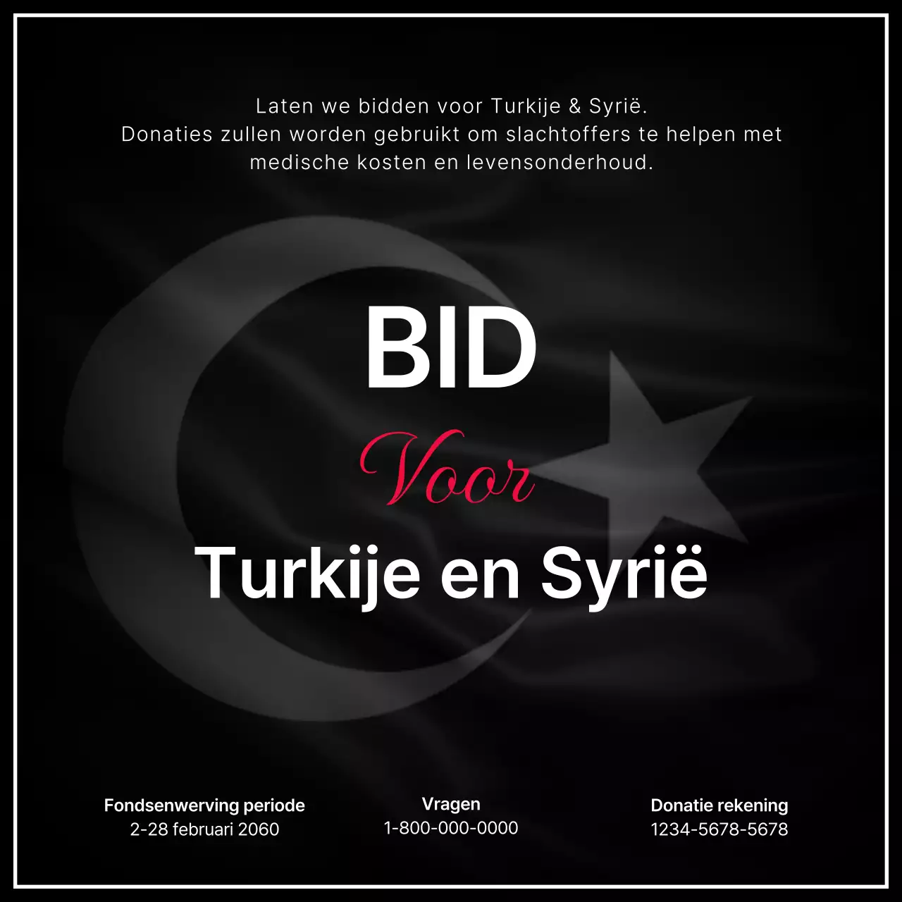 Instructies voor donaties bij aardbevingen met tekst gemarkeerd op een zwarte achtergrond