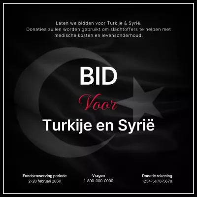 Instructies voor donaties bij aardbevingen met tekst gemarkeerd op een zwarte achtergrond