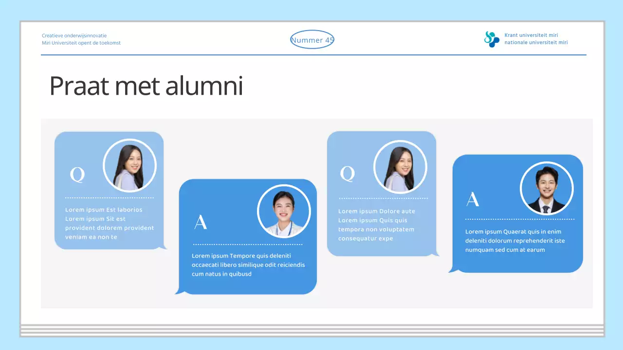 Lichtblauwe eenvoudige universiteit diverse informatie introductiekrant