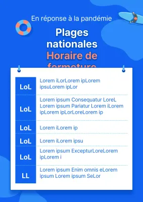 Calendrier d'ouverture des plages d'été avec illustrations de l'océan bleu