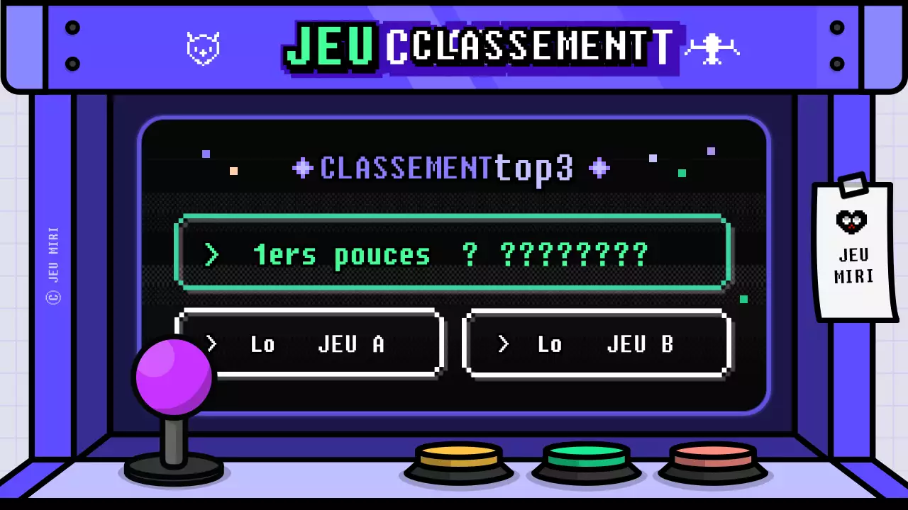 Classement des jeux d'arcade bleus et verts