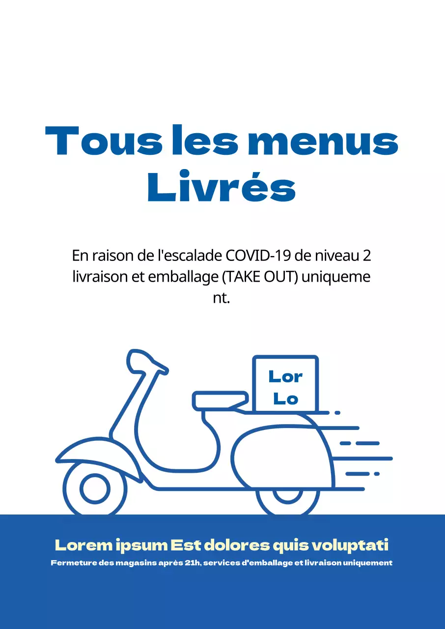 Illustration bleue COVID-19 magasin emballage livraison