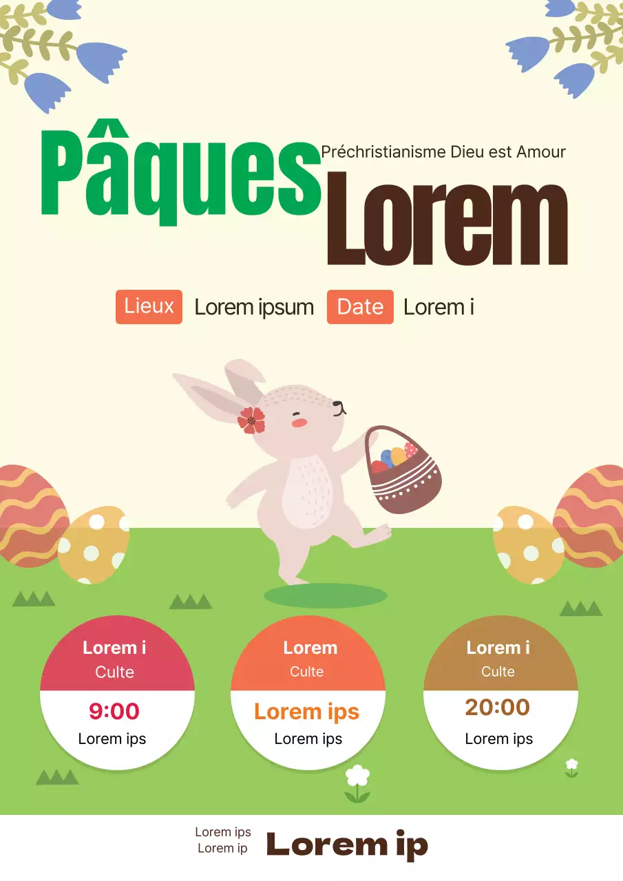 Illustration verte Église mignonne Promotion de Pâques