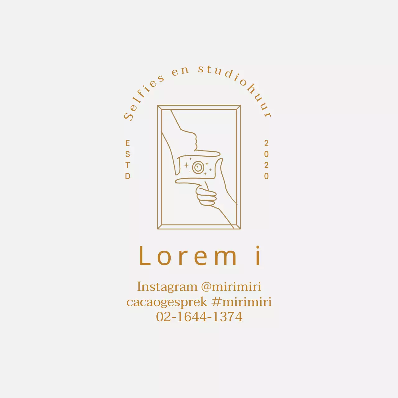 Beige grijs illustratie logo fotografie studio zelfstudio promotie