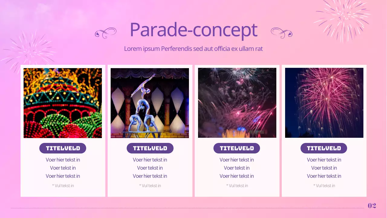 Pastelkleurige evenementenplanner voor pretparkparade