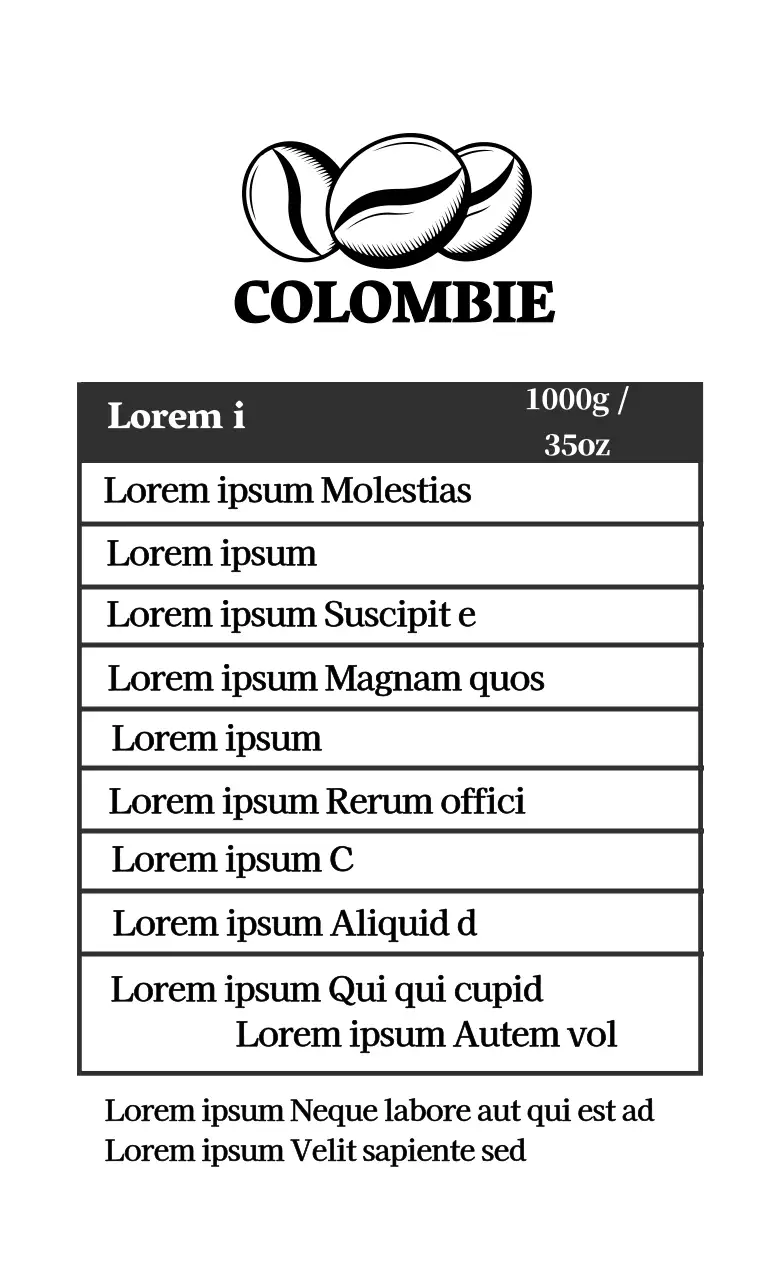 Illustration en noir, café propre, détails du café