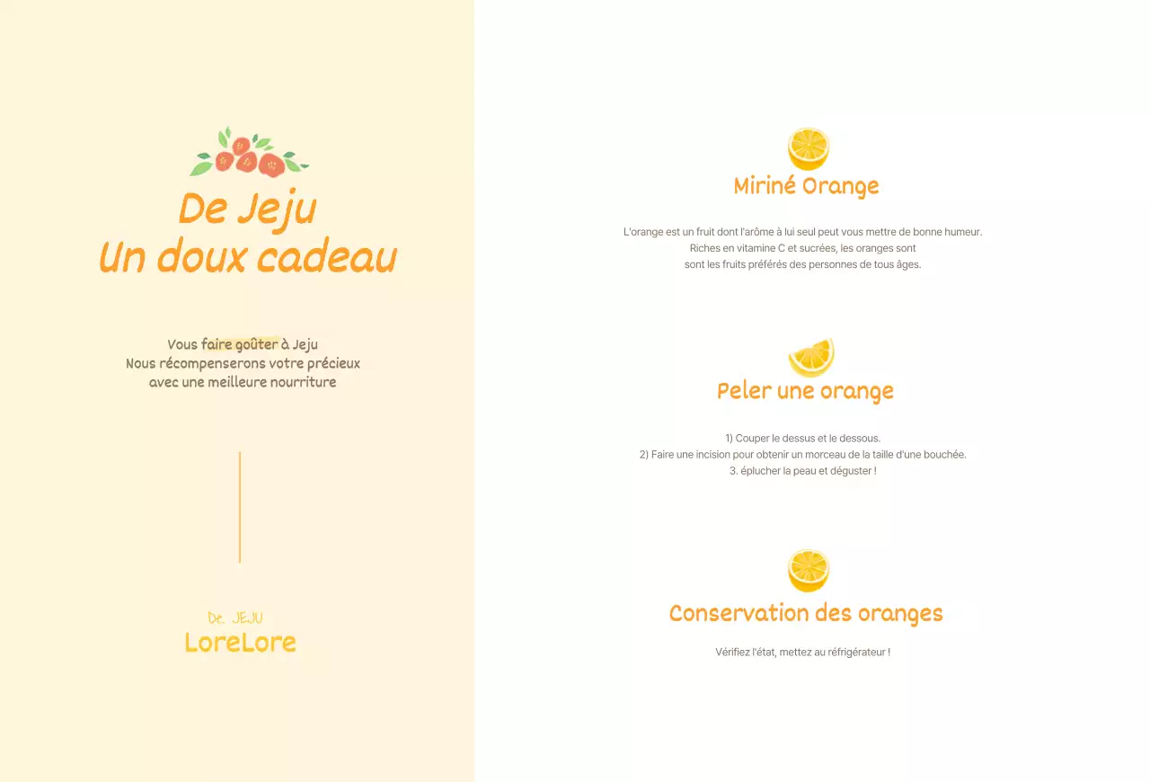 Carte postale vendant des oranges jaunes de l'île de Jeju