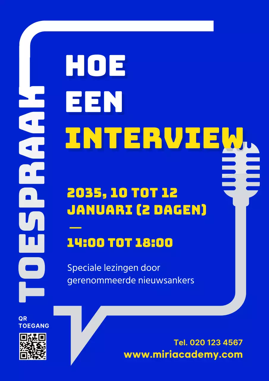 Een eenvoudige blauwe interviewgids