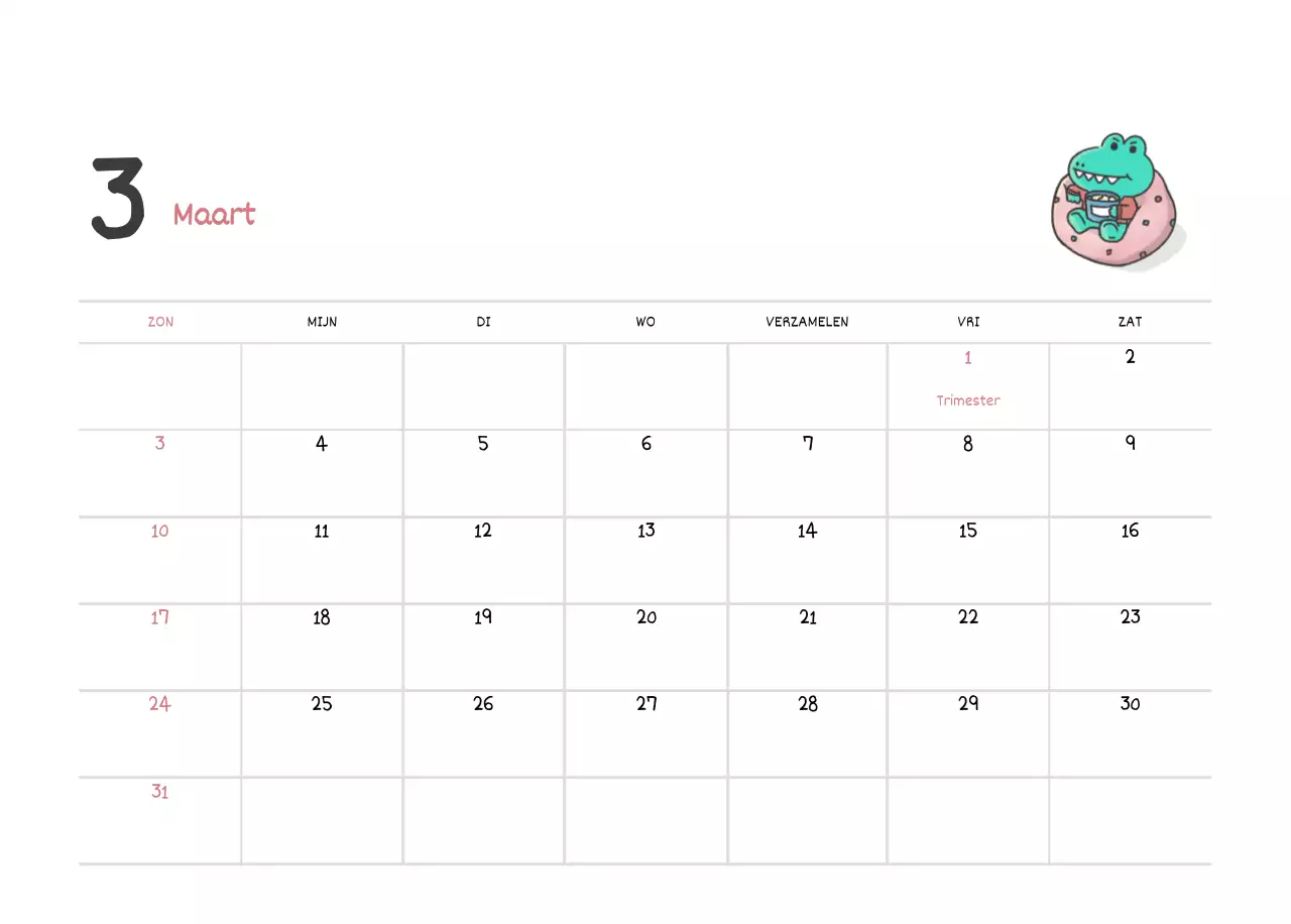 Een kalender met een schattig Argo-illustratieconcept