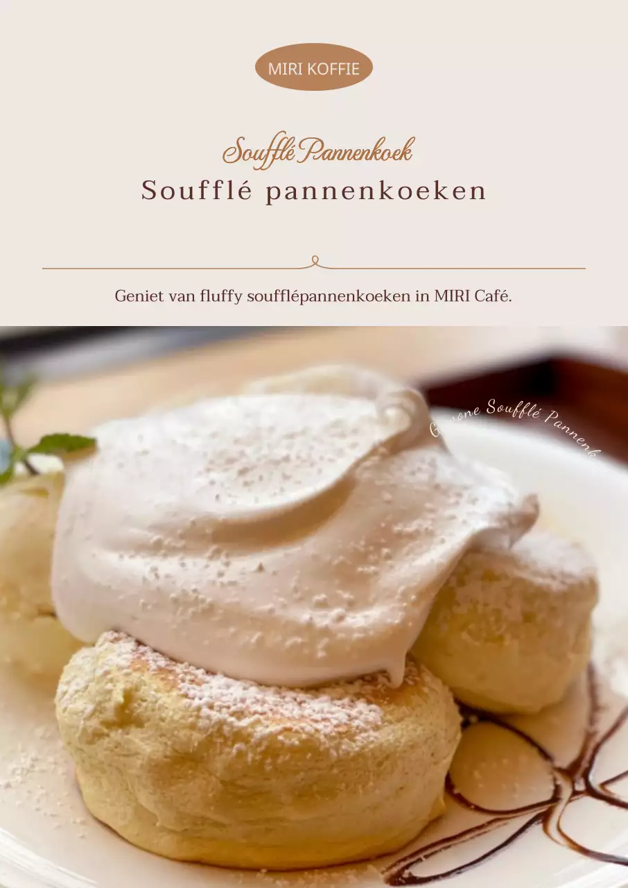 Een ivoorkleurige, sentimentele soufflé dessertkaart