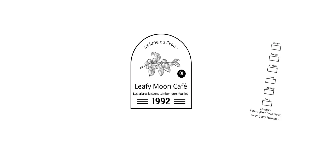 Promouvoir et informer votre café avec un logo épuré en noir et blanc.