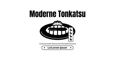 Voor informatie en diensten in een tonkatsu-winkel in een moderne tonkatsu-illustratie en tekstcombinatiestijl.