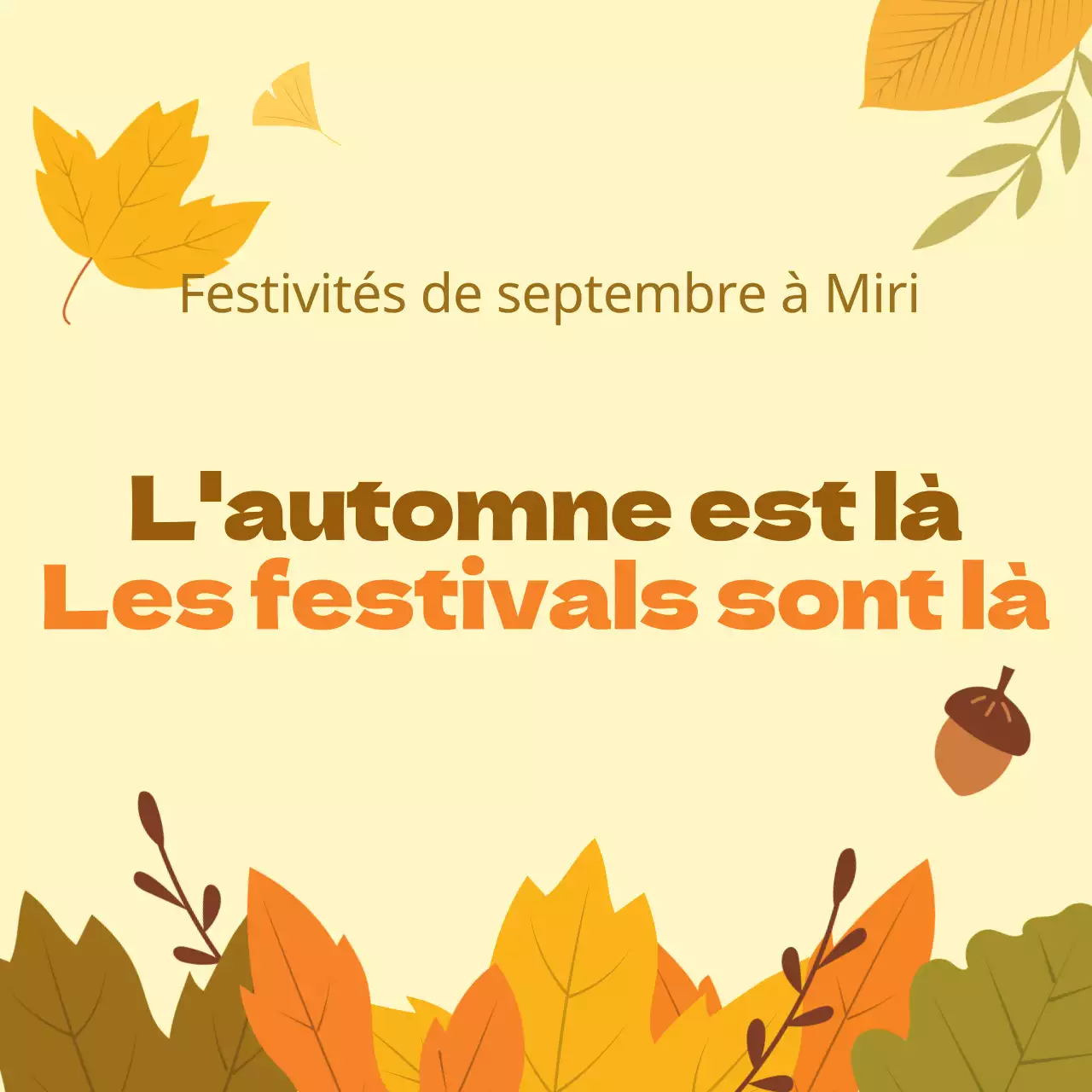 Promouvoir les événements naturels d'automne sur fond jaune