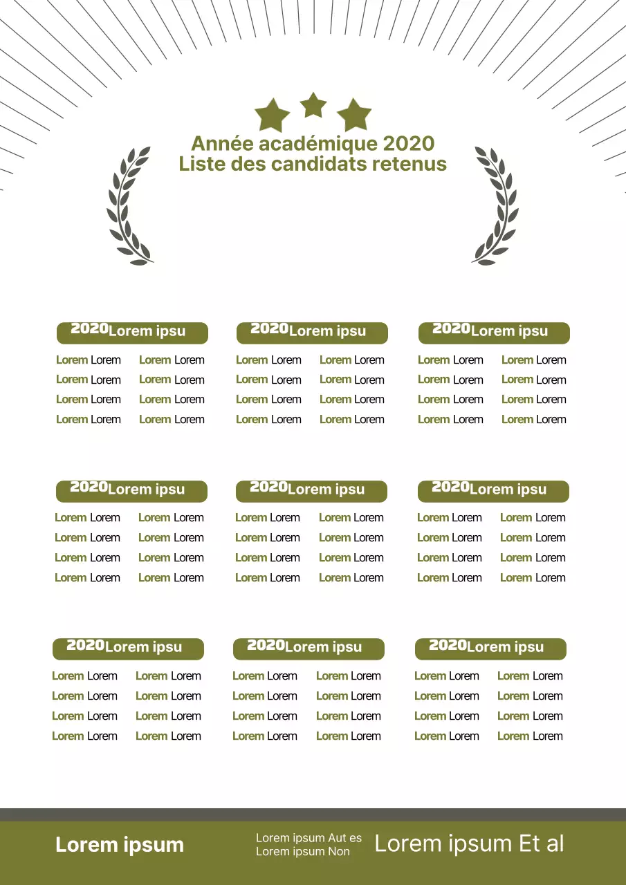 Liste d'acceptation à l'université, flyer vert