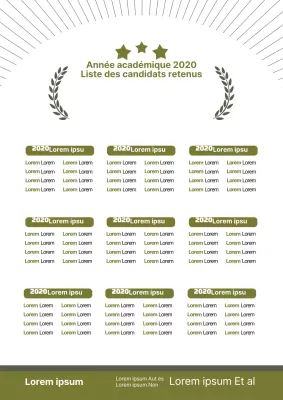 Liste d'acceptation à l'université, flyer vert