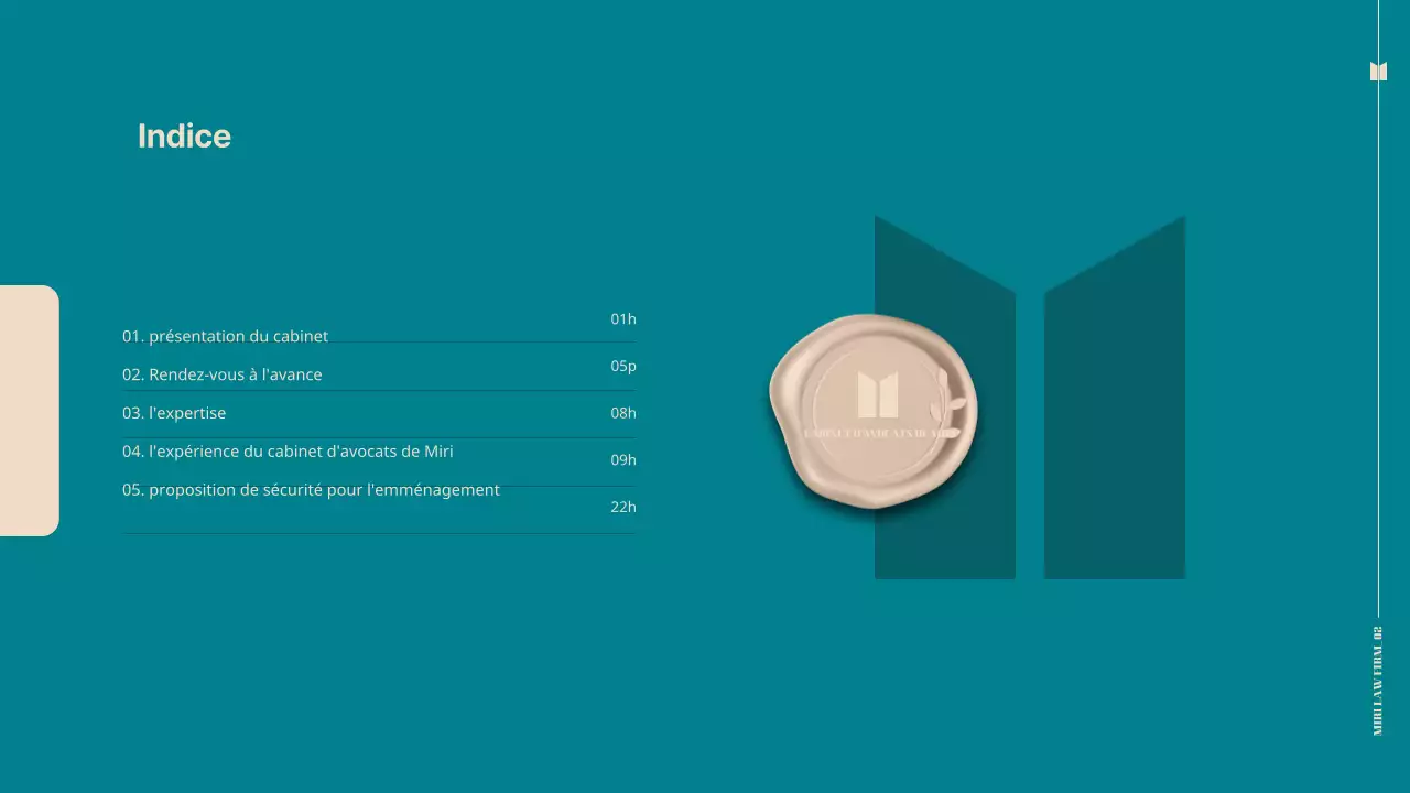 Proposition de cabinet d'avocats avec un thème simple de couleur turquoise