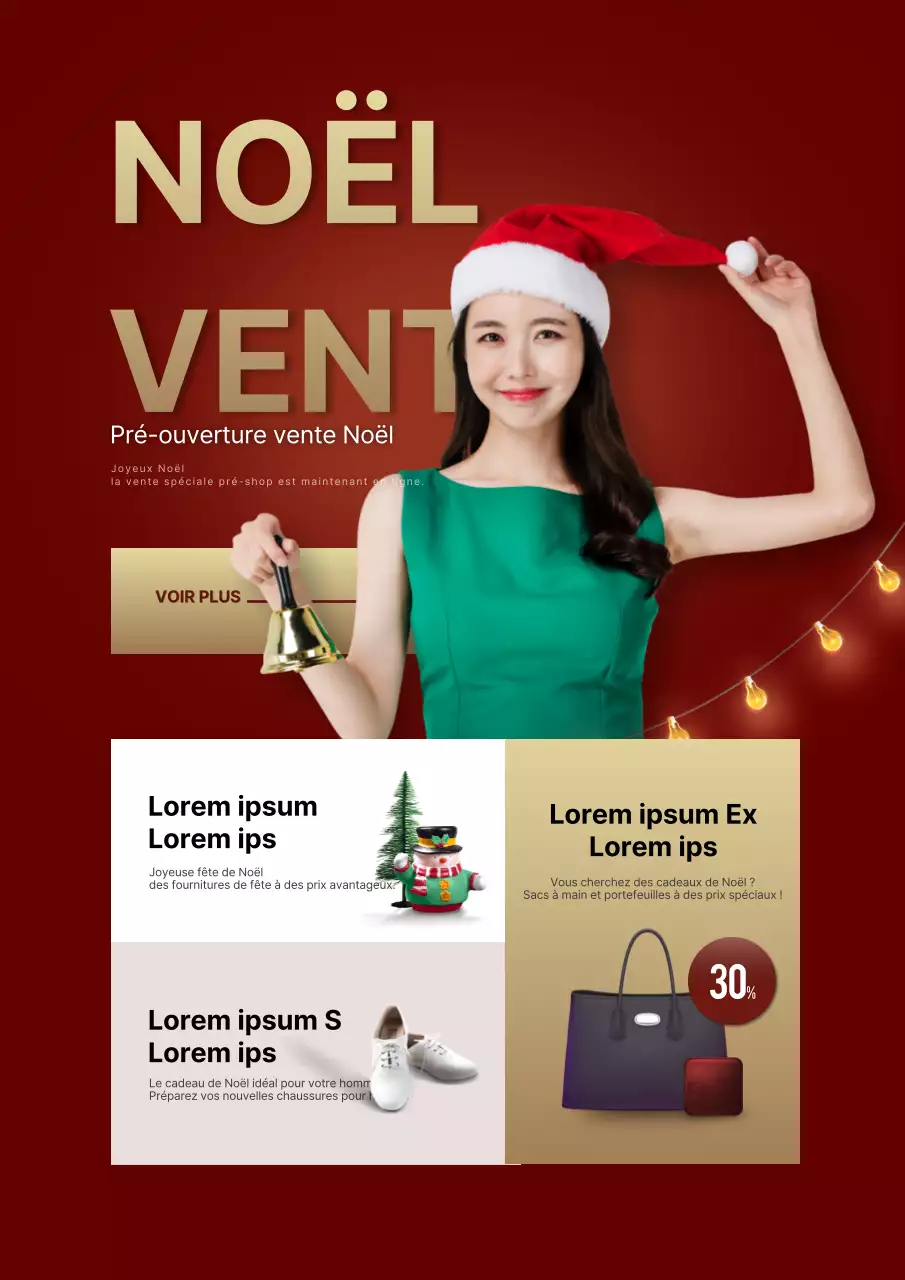 Faites la promotion d'une vente de Noël avec une photo de vous coiffé d'un bonnet de père Noël rouge.