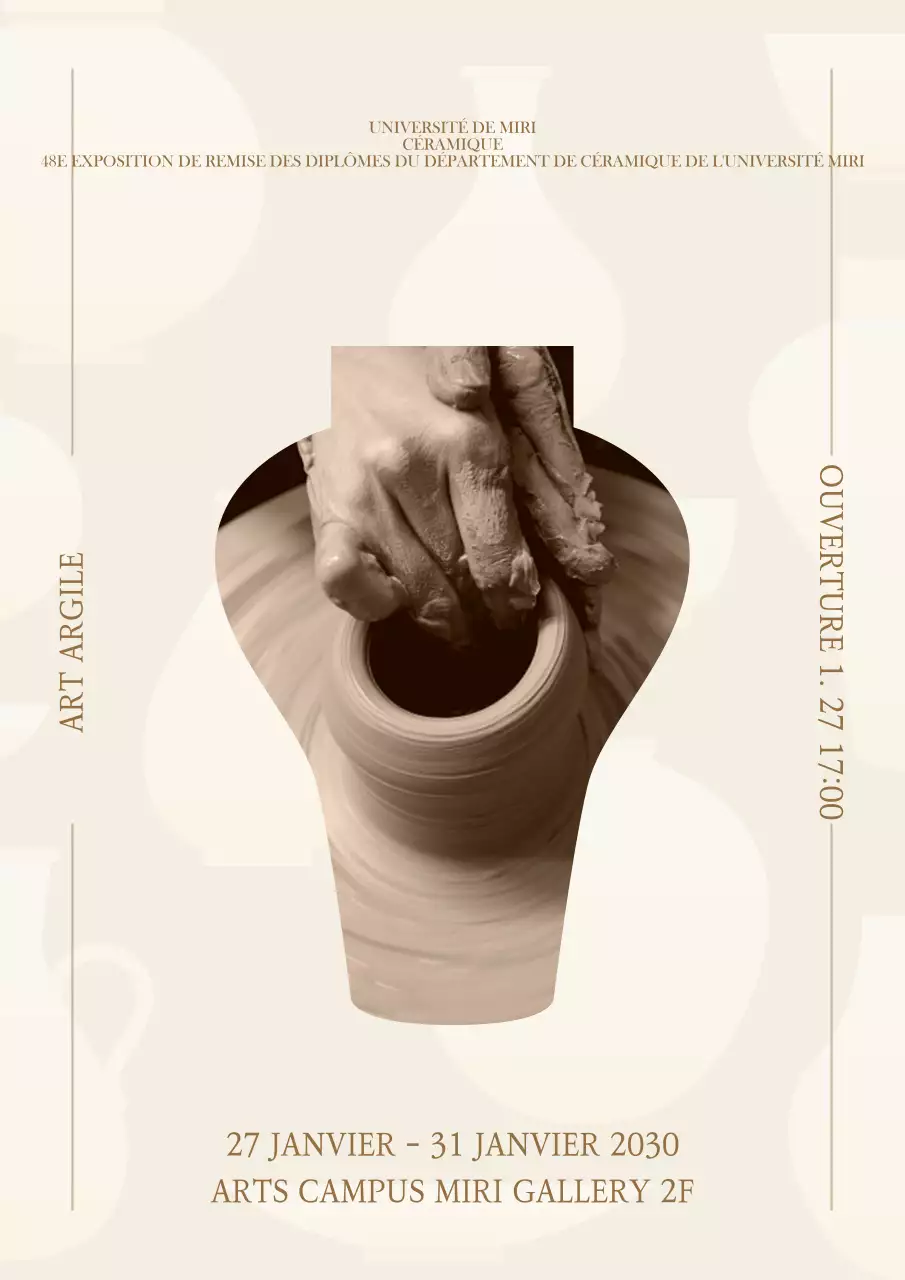 Silhouette de céramique Affiche de l'exposition de remise des diplômes du département de céramique