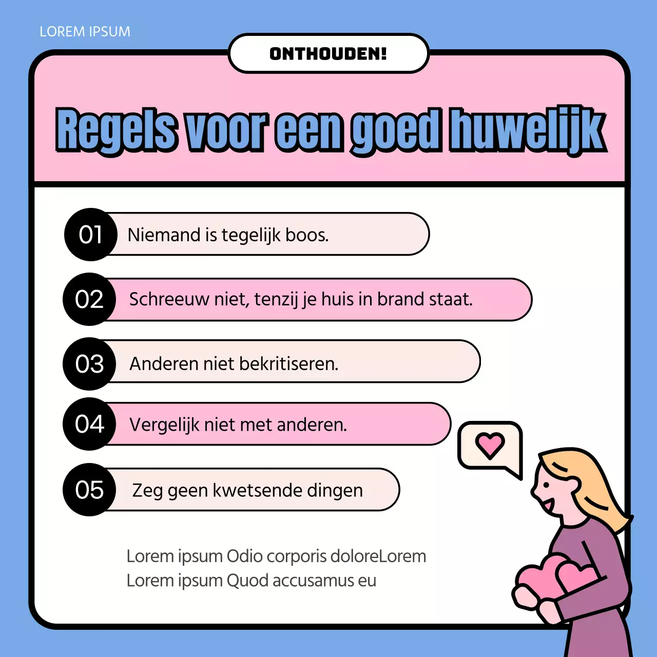 Promoot een kliniek voor relatietherapie met mooie roze en blauwe illustraties