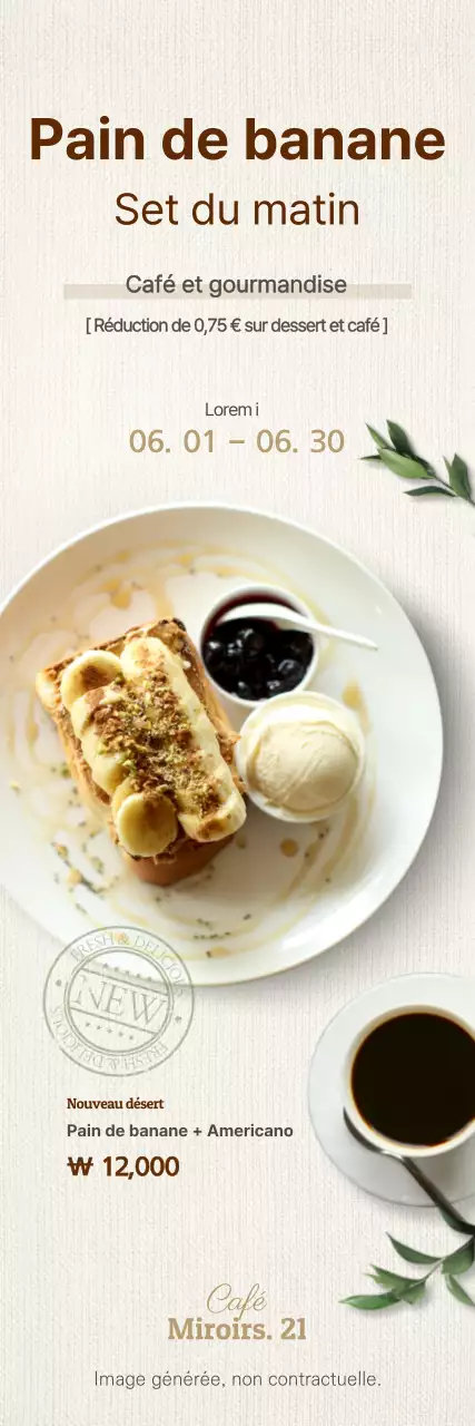 Banana Bread Coffee Set Banner en ivoire