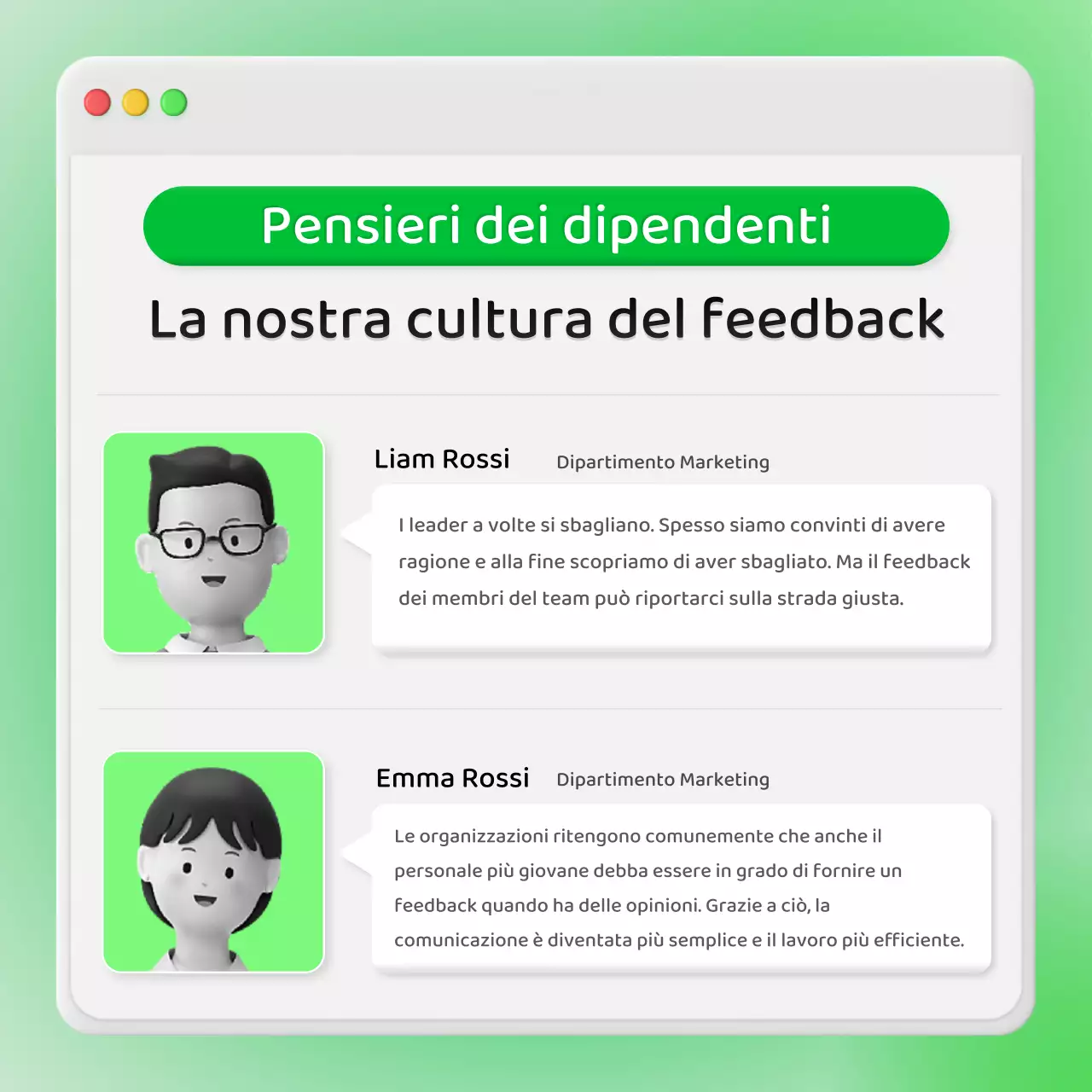 Feedback aziendale su un concetto di finestra di chat interna verde neon