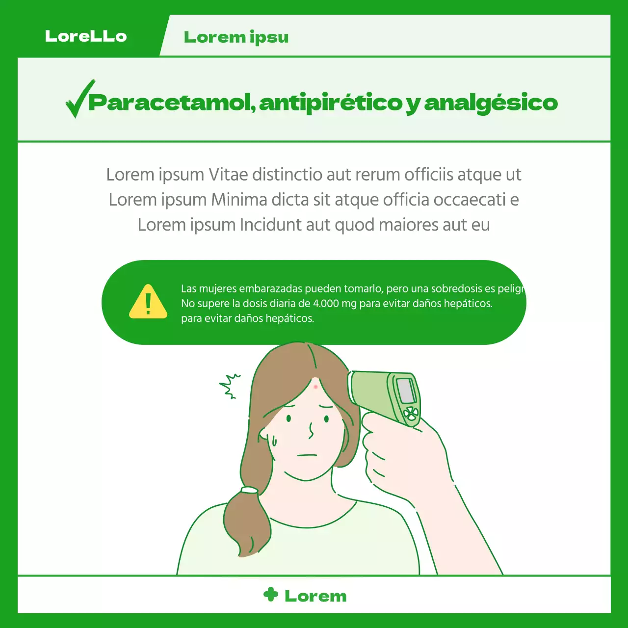 Medicación necesaria por síntoma en el concepto de prescripción ilustrado en verde