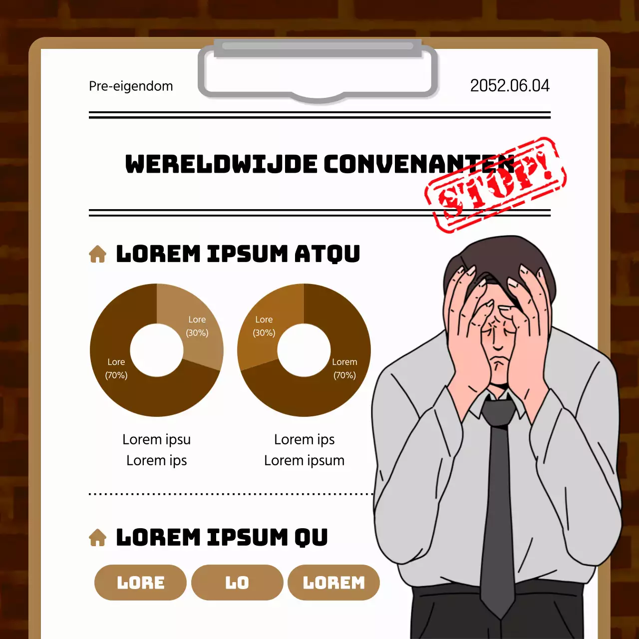 Bruin en grijs dossier concept charteroplichting informatie