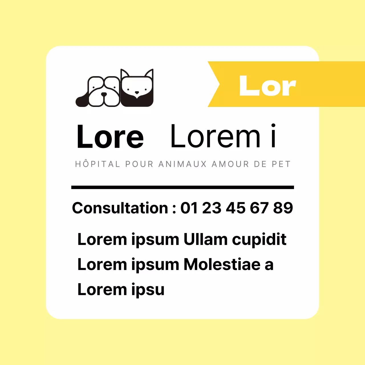 Cadre jaune clair visites vétérinaires