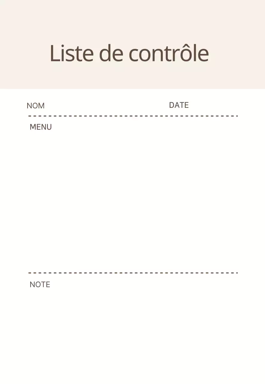 Liste de contrôle simple pour les lignes beiges