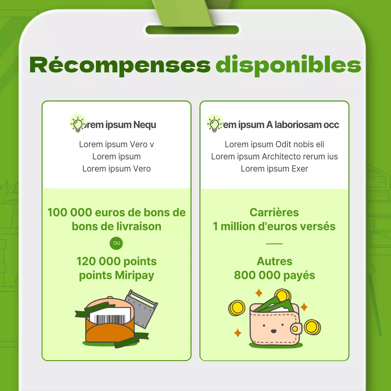 Illustration verte simple et carte d'employé en 3D pour présenter le système d'orientation interne.