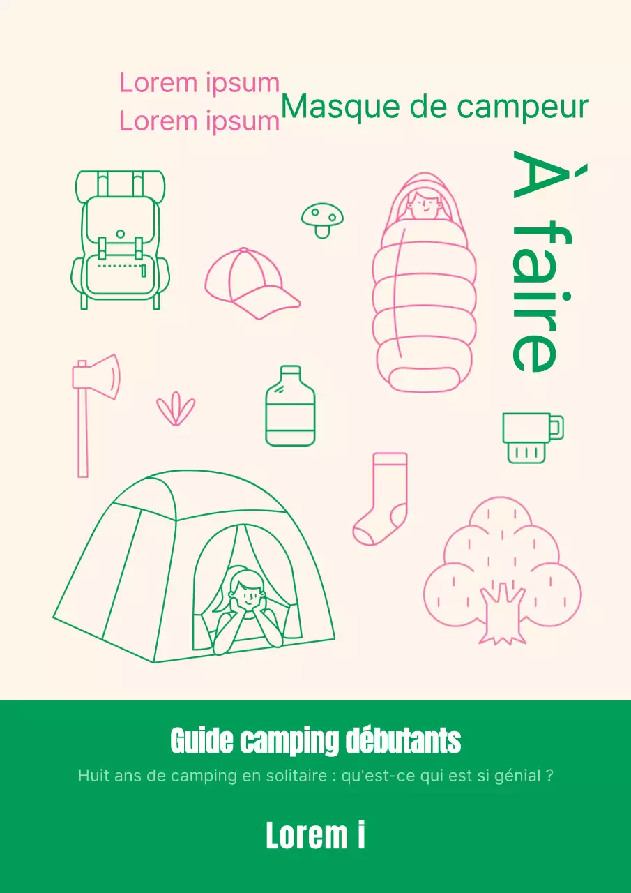 A l'intérieur du guide de camping illustré rose et vert
