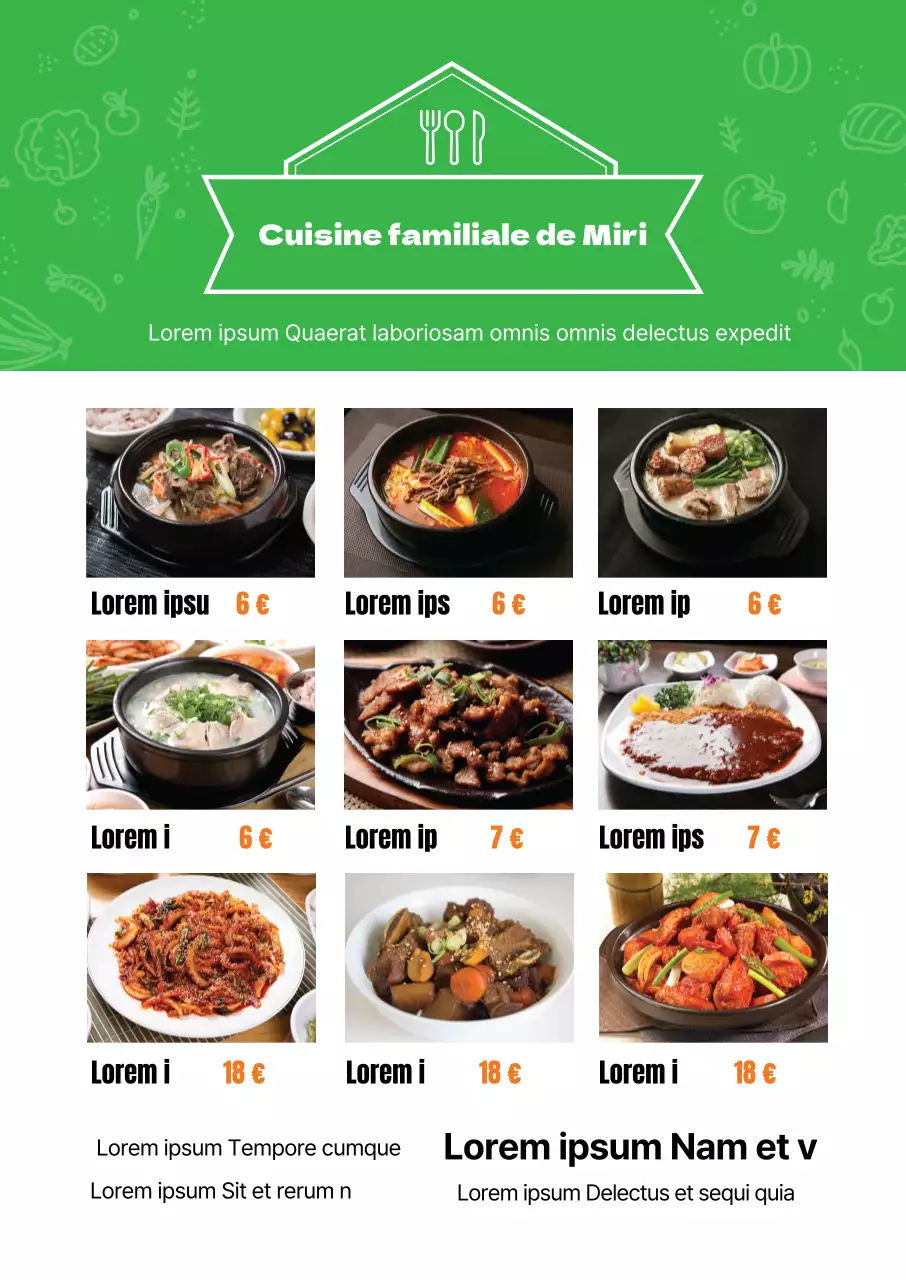 Menu de ramen soigné avec mise en valeur des photos en rouge