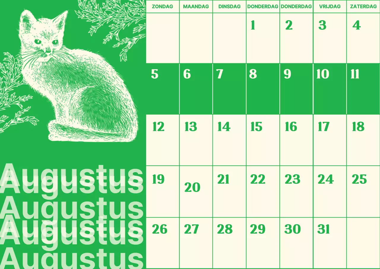 Sentimentele vintage geïllustreerde mijmeringen kalender met groene achtergrond