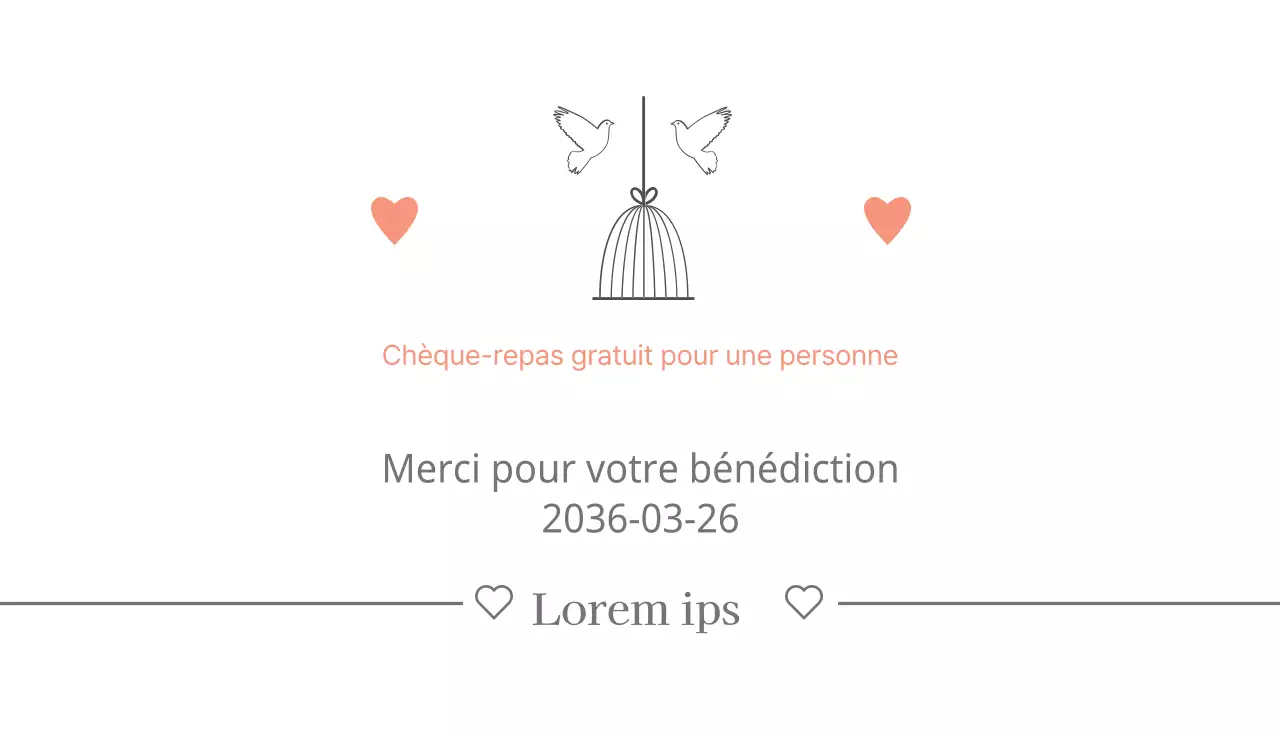 Chèque-repas gratuit pour une personne