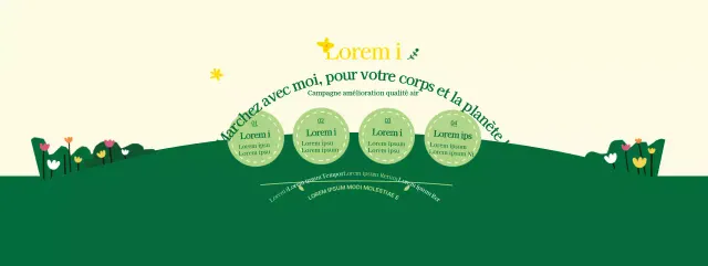 A propos de la campagne verte et jaune pour un style propre de marche au travail