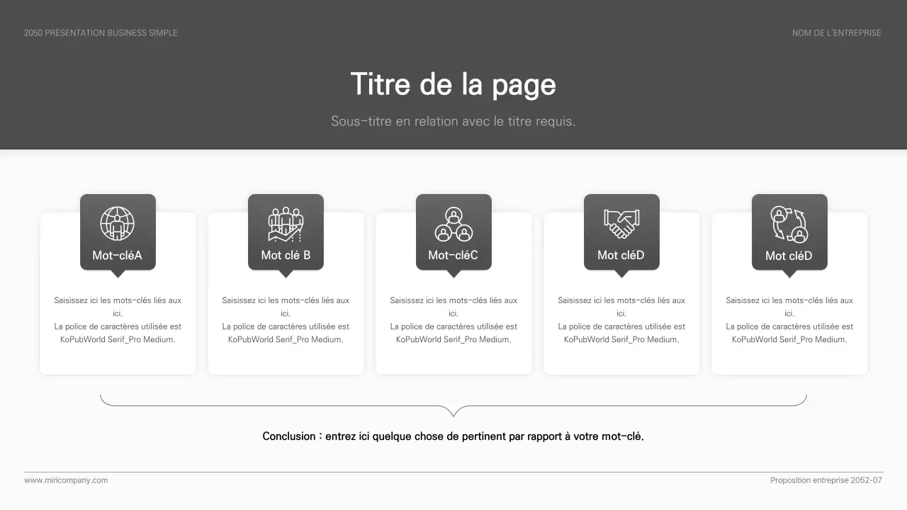 Présentation d'entreprise simple, de style basique, en noir et blanc