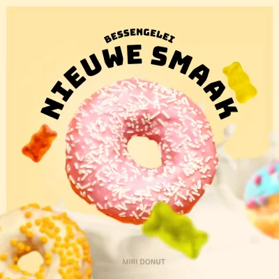 Nieuwe gele en roze donuts op het menu